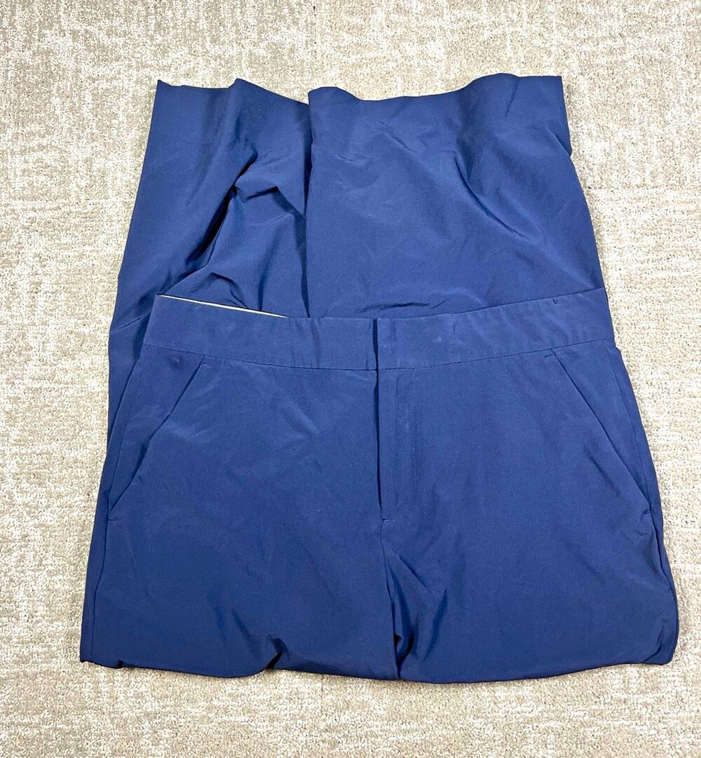 Athleta Womens Blue Wide-Leg Trouser Dress Pants Stretch Pockets Zip Sz 10